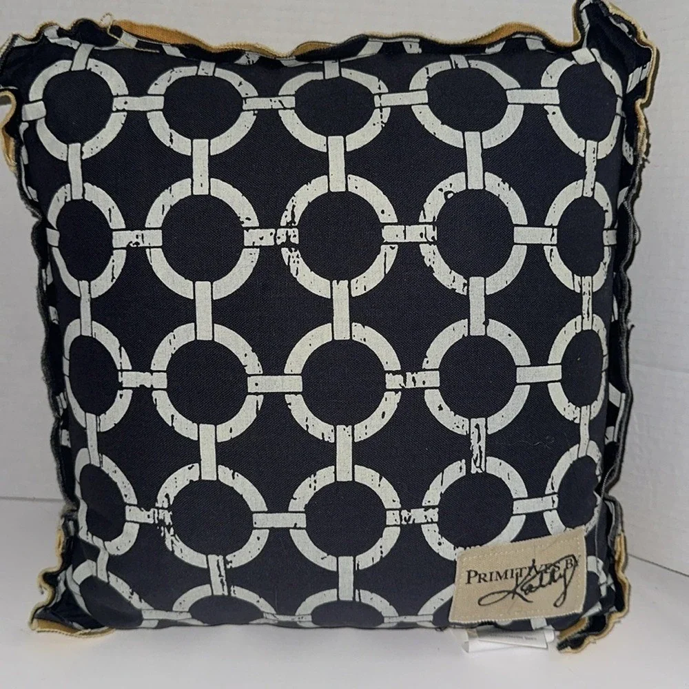 Primitives by Kathy Gone Sailin Nautical Throw Pillow Yellow Navy Cotton 31033